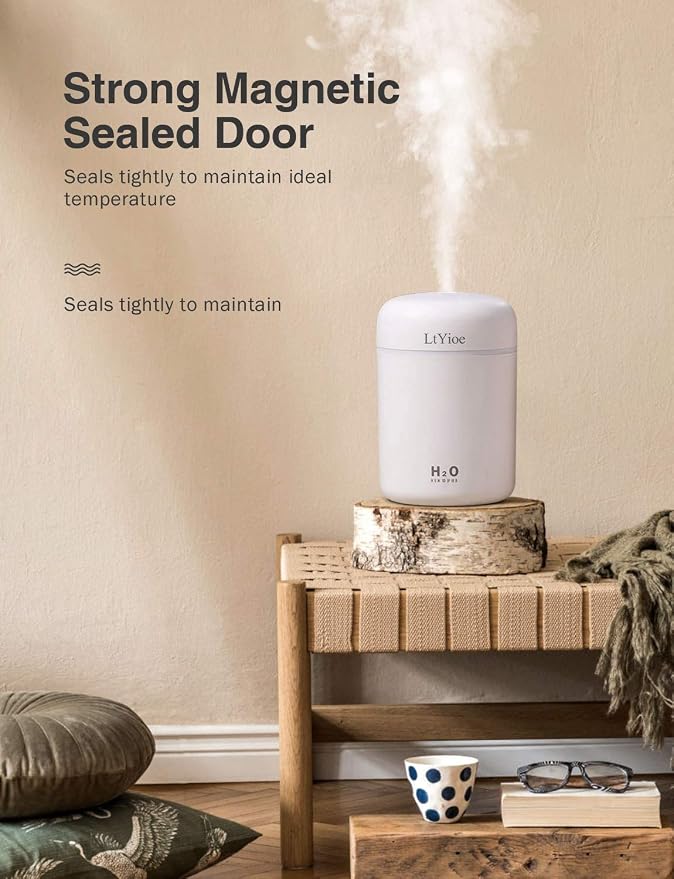 Colorful Cool Mini Humidifier, USB Personal Desktop Humidifier for Car, Office Room, Bedroom,etc. Auto Shut-Off, 2 Mist Modes, Super Quiet. (White) - Image 3