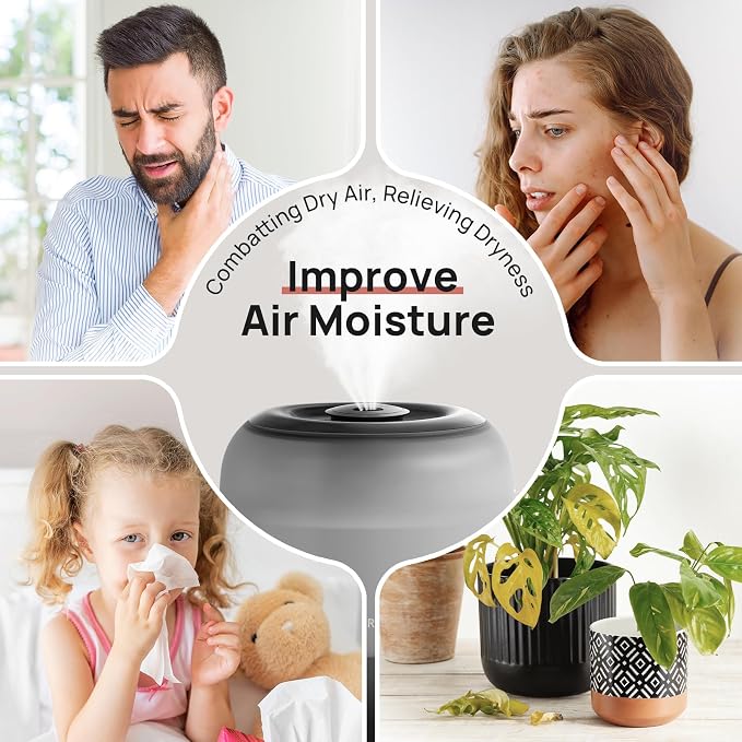 Clarston Humidifiers for Bedroom, 2L Top Fill with 360° Nozzle for Large Room, 7-Color Night Light, 24dB Quiet Cool Mist Air Humidifier for Baby Nursery & Plants, No BPA, Auto Shut Off, Easy to Clean - Image 9