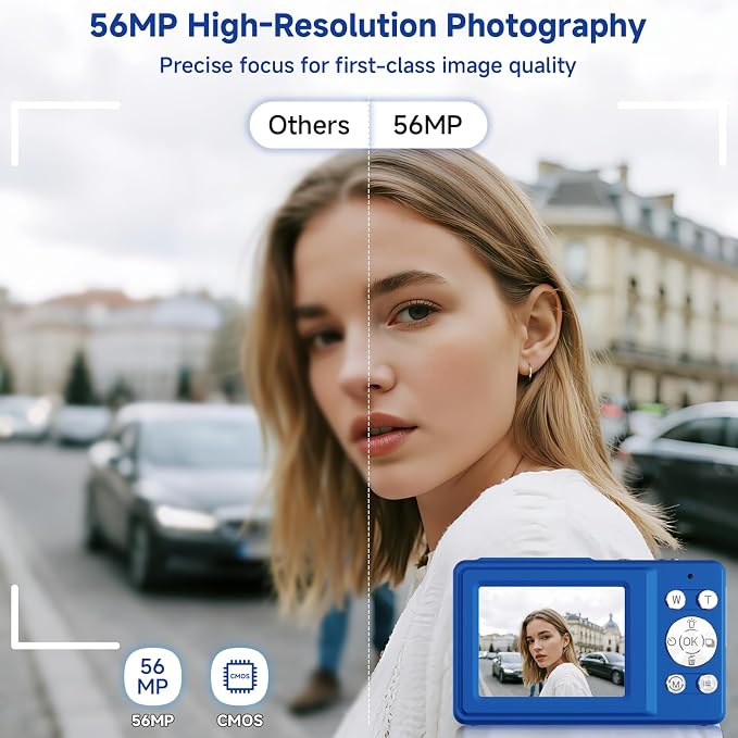 Digital Camera, 56MP 2.7K Dual-Screen Selfie Camera - Image 3