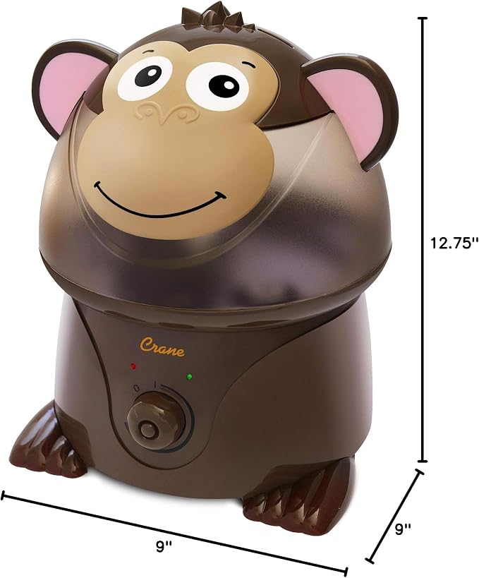 Crane Adorables Ultrasonic Humidifiers for Bedroom and Baby Nursery, 1 Gallon Cool Mist Air Humidifier for Large Room or Kid's Room, Humidifier Filters Optional, Monkey - Image 9