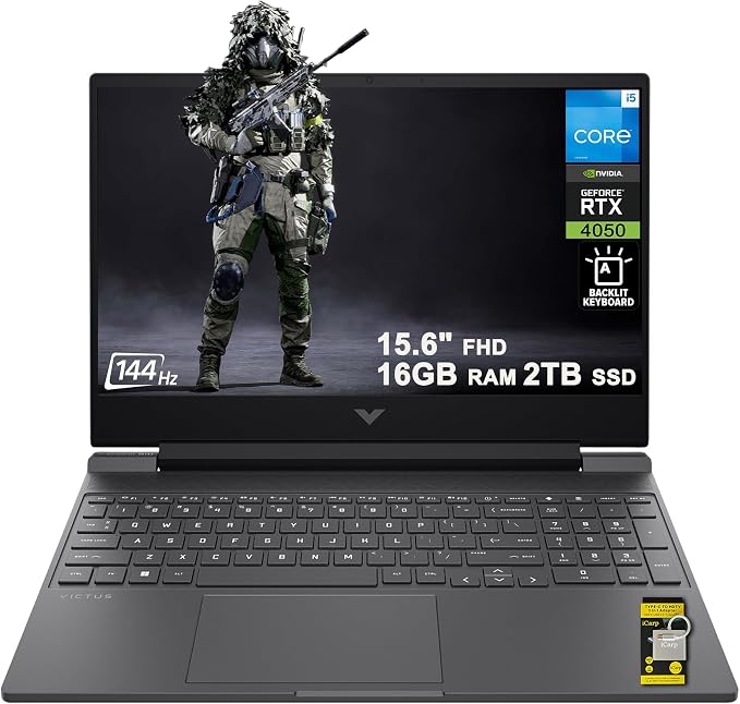 HP Victus 15 Gaming Laptop 15.6" FHD IPS 144Hz Intel 8-core i5-13420H (>i7-12650H) 16GB RAM 2TB SSD GeForce RTX 4050 Backlit Type-C DTS:X Ultra Wi-Fi 6 Win11 ICP Hub by HP