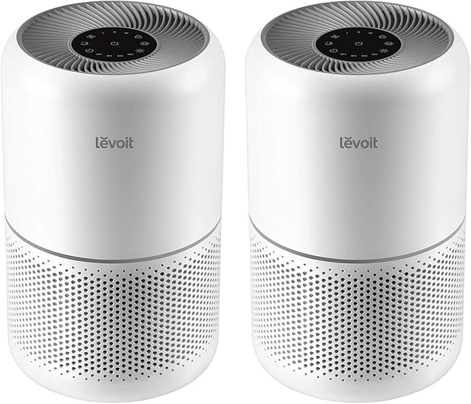 Levoit Air Purifier for Home Pets Hair Allergies in Bedroom Quiet Purifiers | Covers Up to 1073 ft², 3-in-1 Filter with HEPA Sleep Mode, Remove Dust Smoke Odor, AHAM VERIFIDE, Core300-P, White, 2 Pack by Unknown