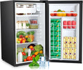 Electactic 3.2 Cu.ft Mini Fridge with Freezer, Compact Refrigerator with Reversible Single Door, Adjustable Thermostat, Low Noise, Energy Efficient for Office, Dorm, Bedroom, Apartment (Black) by Electactic