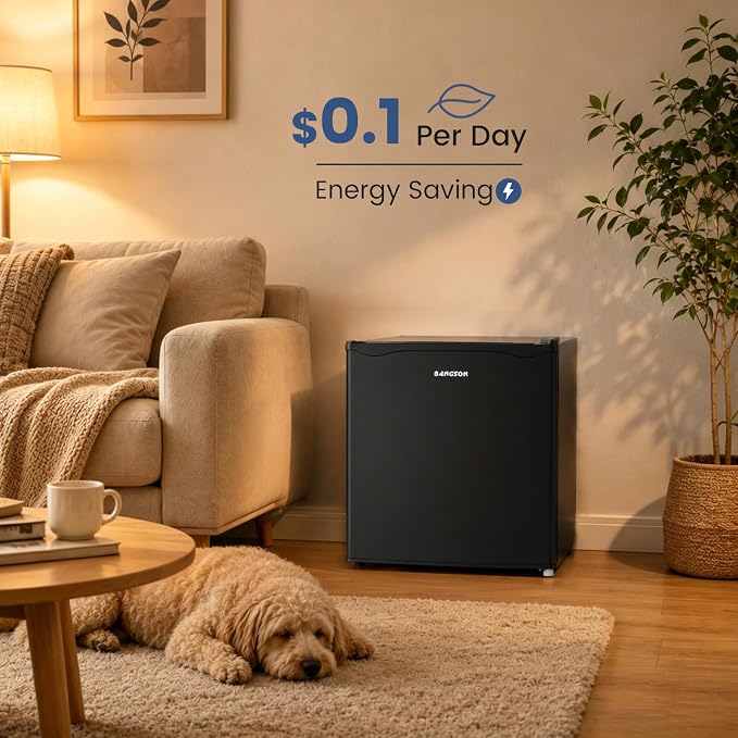 1.7 Cu.Ft Mini Fridge with Freezer for Dorm Office,Black | Compact Refrigerator Office, Energy Saving Small Fridge Reversible Single Door, Low Noise for Bedroom Small Apartment - Image 7