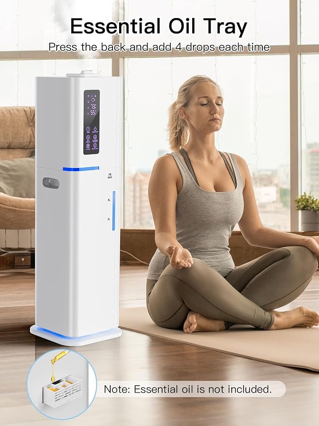 10L/2.64Gal Humidifiers for Bedroom, Top Fill Quiet Ultrasonic Cool Mist Humidifier Large Room, Covers 550ft², 60H Runtime, 24H Timer, 3 Mist Modes Humidifiers for Home, Office, Plants, White - Image 7