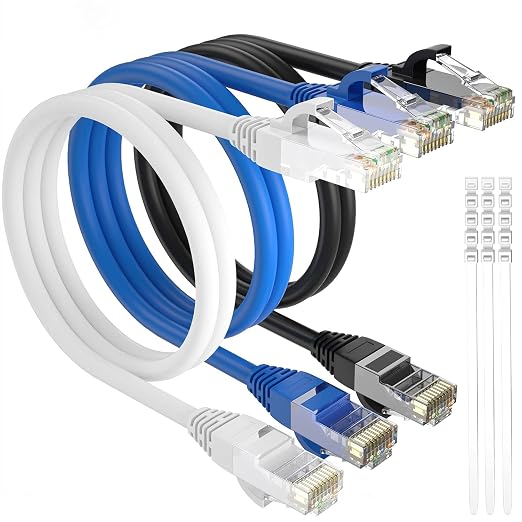 Adoreen Cat 6 Ethernet Cable 4 Ft-3 Pack, High Speed Short Patch Cables Network by Adoreen
