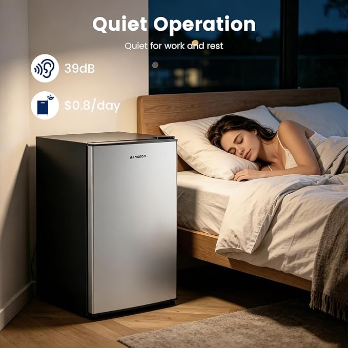 2.6 Cu Ft Small Fridge with Freezer for Office Silver | Mini Refrigerator for Dorm Bedroom, Compact Fridge, Energy-efficient, Low Noise - Image 5