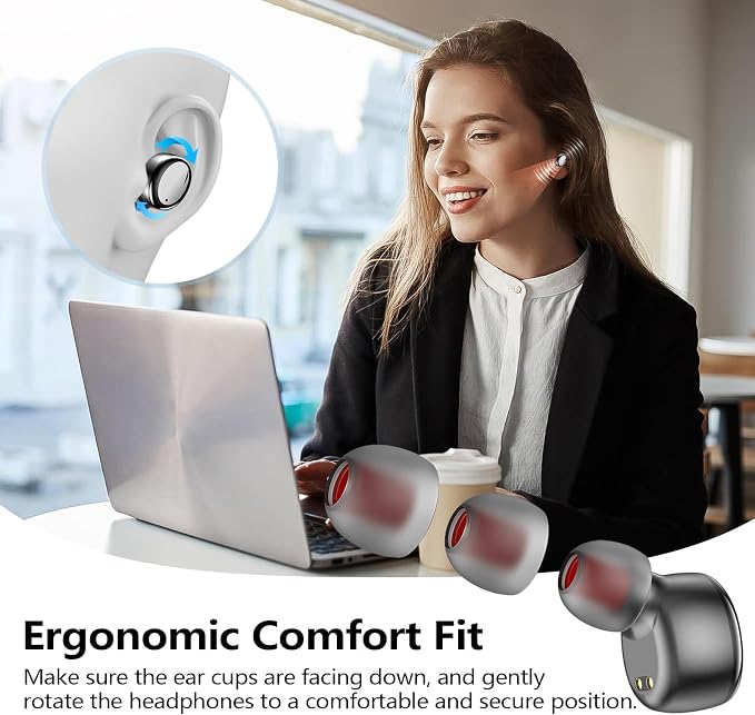kurdene Wireless Earbuds Bluetooth 5.3 Light Weight in Ear Headphones | Premium Sound Bass Ear buds with Charging Case,Touch Control,Built in Mics Headset,Clear Calls for Sports Glossy Black - Image 2