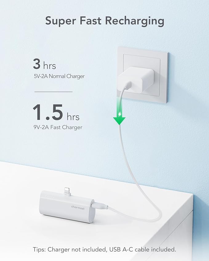 charmast Small Portable Charger for iPhone, Ultra-Compact 20W PD Fast Charging Power Bank 5000mAh, Mini Battery Pack for iPhone 14/14 Pro Max/13/13 Pro Max/12/12 Pro Max/11/XR/X/8/7/6 etc - Image 9