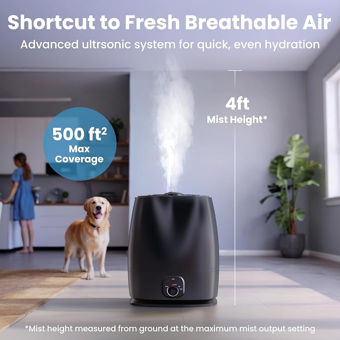 Everlasting Comfort 6L Humidifiers for Bedroom, Quiet 50HR Runtime No-Filter Supersized Cool Mist Humidifier Large Room for Whole House, Plants, Baby Nursery, Allergies, Dry Skin, Congestion, Indoor - Image 4