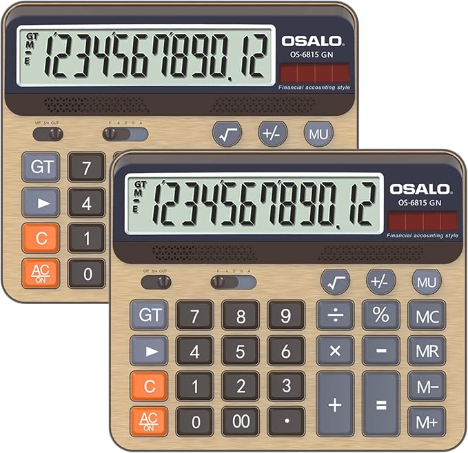 Desktop Calculator Extra Large 5-Inch LCD Display 12-Digit Big Number by Pendancy