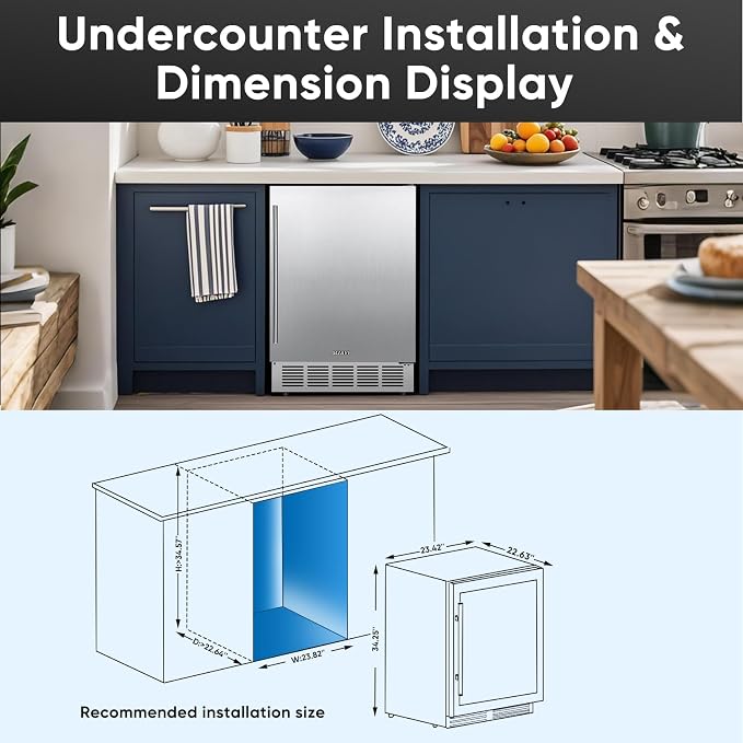 24 Inch Outdoor Beverage Refrigerator, Stainless Steel Outdoor Fridge 180 Can Under Counter Built-in/Freestanding, Waterproof, Fast Cooling, Low Noise - Outdoor Refrigerator for Home and Patio - Image 6