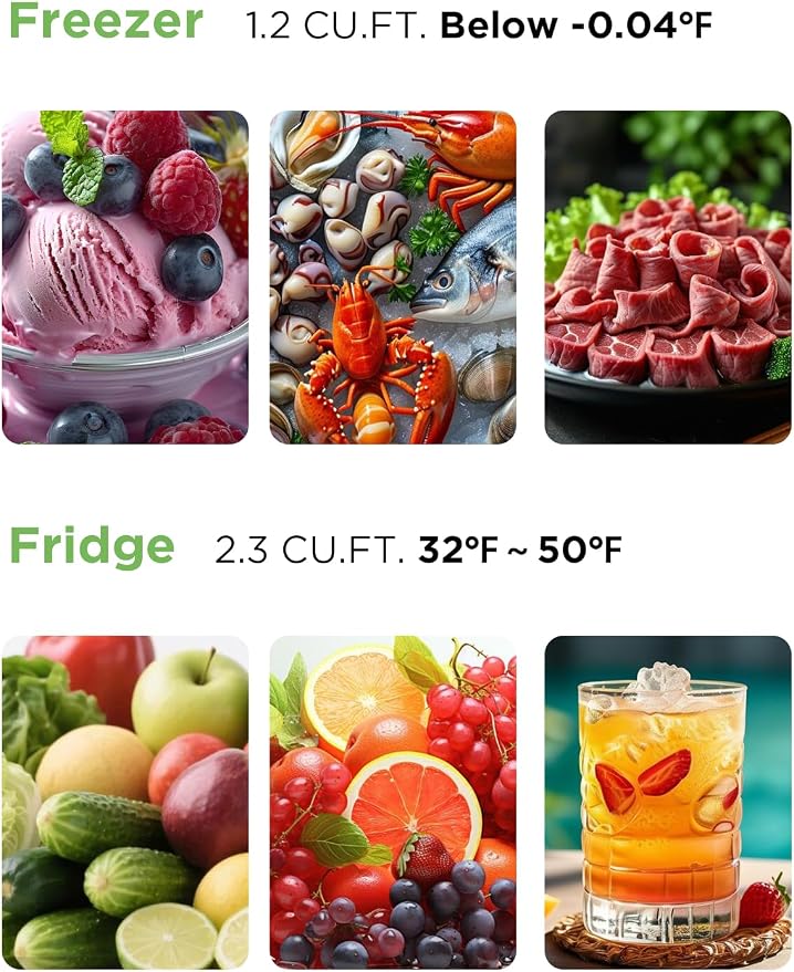 F.W.WOOLWORTHS 3.5 Cu.Ft Refrigerator with Freezer | Compact Fridge with 2 Doors for Office, Kitchen, Dorm and Bedroom, 7 Level Temp Adjustable Thermostat, Blue - Image 3