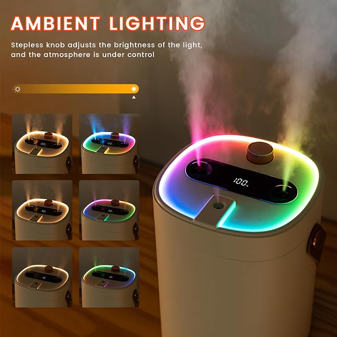 2L Humidifier for Bedroom,Portable Cool Mist Humidifiers,Ultra Quiet 20dB,Top Fill Air Humidifier for Home,Office,Plants,Adjustable Humidity,Night Light,BPA-Free,Beige - Image 6