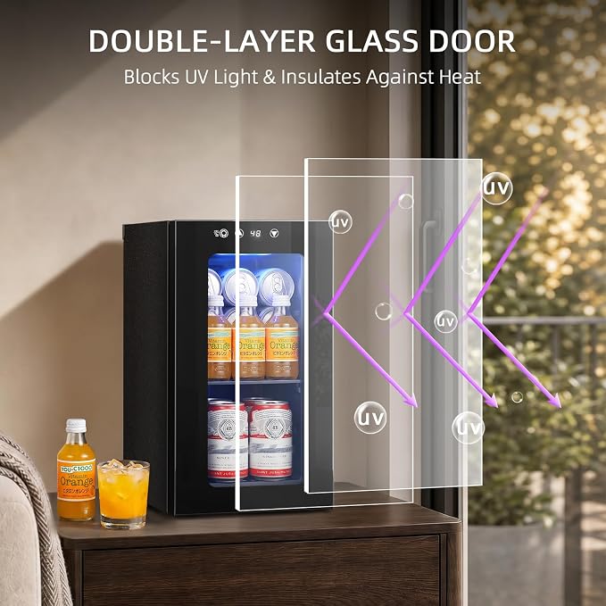 Antarctic Star Beverage Refrigerator, 10L Portable mini fridge with Electronic Temperature Control, 40-61°F Glass Door, Small Drink Fridge for Bedroom, Dorm, Office, Bar & Kitchen - Image 6