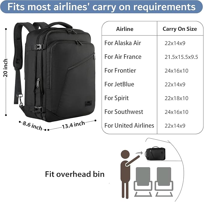 MATEIN Large Travel Backpack, Carry on Backpack - Image 2