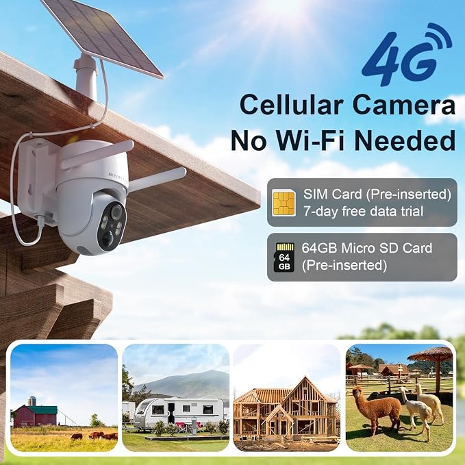 HOSAFE.COM 4G LTE Cellular Security Camera No Internet Needed, 2K Solar No WiFi - Image 2
