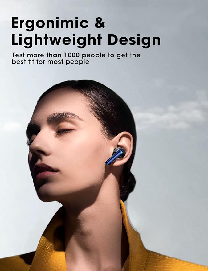 Wireless Earbuds, Hi-Fi Deep Bass Ear Buds, 48H Playtime In-Ear Headphones | 2 Mics for Clear Calls, LED Display, IPX7 Waterproof, Touch Control, Lightweight Bluetooth Earphones for iPhone/TV,Blueblack - Image 3
