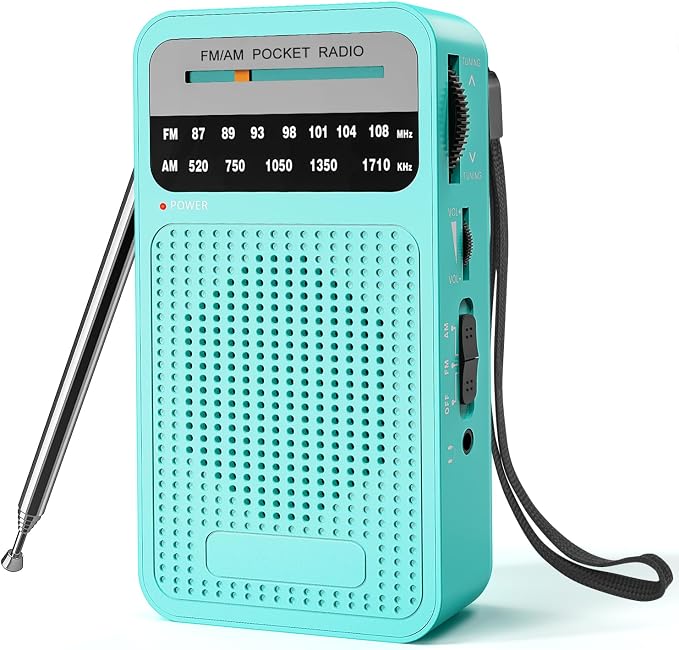 Portable Radio AM FM with Best Reception, Goodes Transistor Radio with Loud Speaker, 2AA Battery Operated, Headphone Jack for Indoor, Outdoor and Emergency Use-Green by Goodes