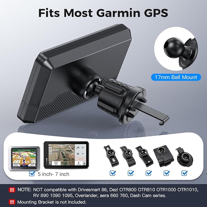 Garmin GPS Car Mount – Upgraded Metal Hook Air Vent Holder, 17mm Ball Air Vent - Image 2