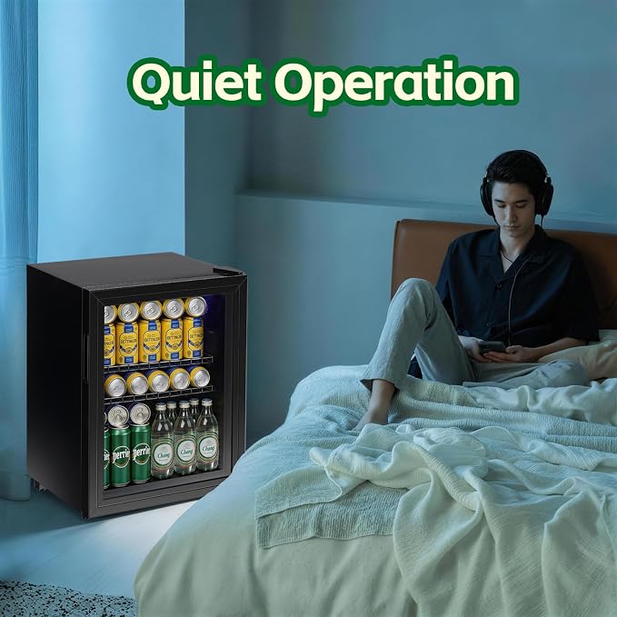 Beverage Refrigerator Cooler 2.6 Cu.Ft 85 Can Mini Small Fridge Black | Large Capacity with Glass Door, LED Light & Adjustable Shelves for Soda Beer Wine, Perfect for Home Bar Office - Image 8