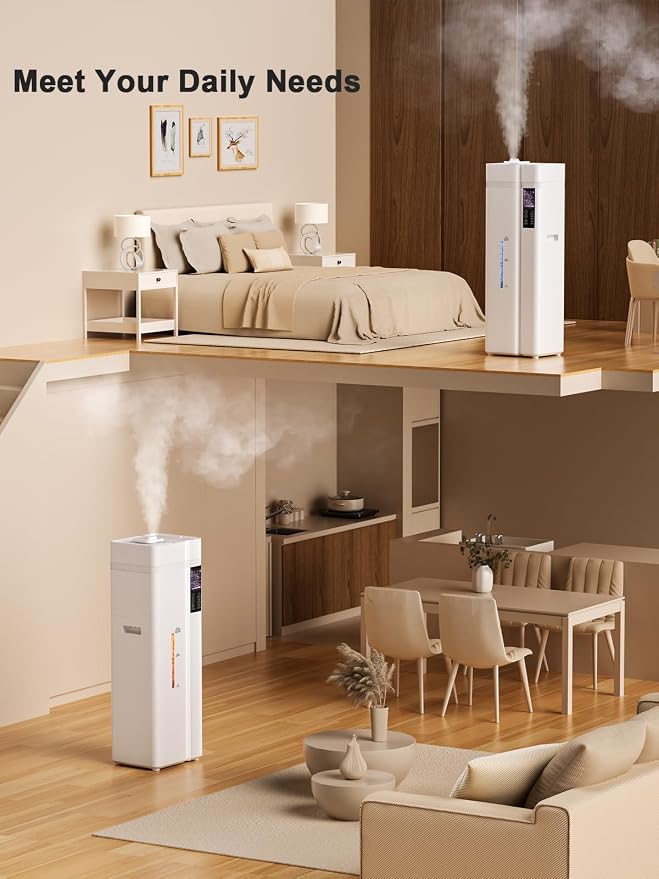 13L/3.4Gal Humidifiers for Bedroom, Ultrasonic Warm & Cool Mist Humidifier Large Room, Covers 800ft², 72H Runtime, 24H Timer, 3 Mist Modes Top Fill Quiet Humidifiers for Home, Office, White - Image 7