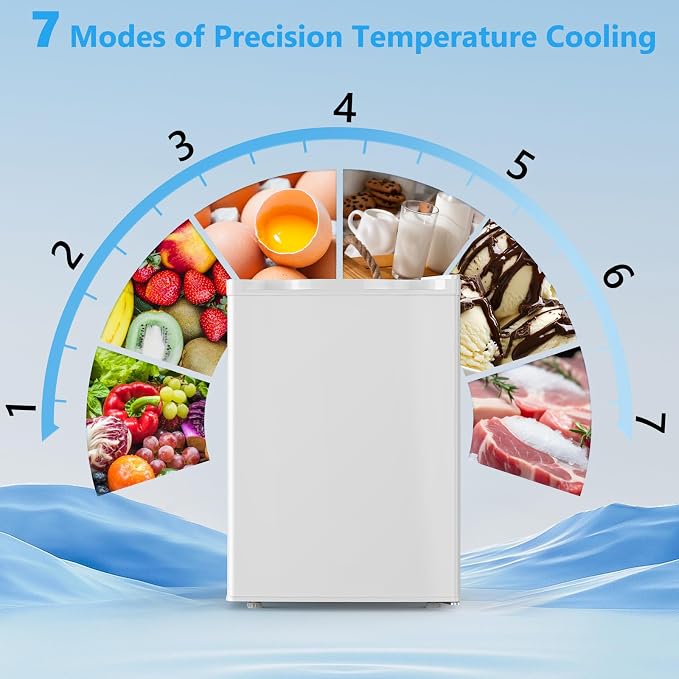 COWSAR 2.6 Cu.Ft Mini Fridge with Freezer, Quiet Reversible Door Compact Refrigerator, Small Refrigerator with 2 Removable Shelves, Adjustable Thermostat, for Office, Bedroom, Dorm, White - Image 3