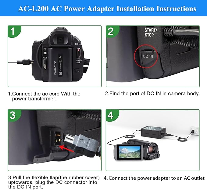 AC-L200 Charger for Sony Handycam Camcorder, Compatible - Image 4