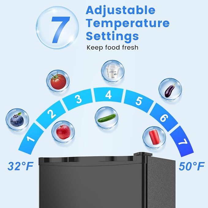Electactic 1.7 Cu.ft Mini Fridge, Compact Refrigerator, Single Reversible Door, Ultra Quiet, Energy Efficient for Office, Dorm, Bedroom, Apartment, Black - Image 3