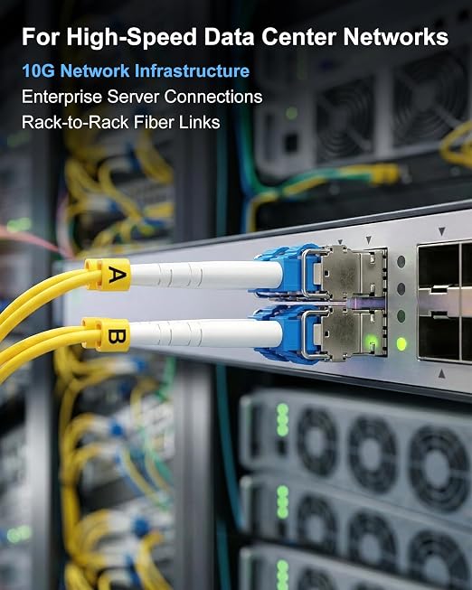 0.5M LC to LC Single Mode Fiber Patch Cable, 5 Pack OS2 9/125µm Duplex SMF - Image 2