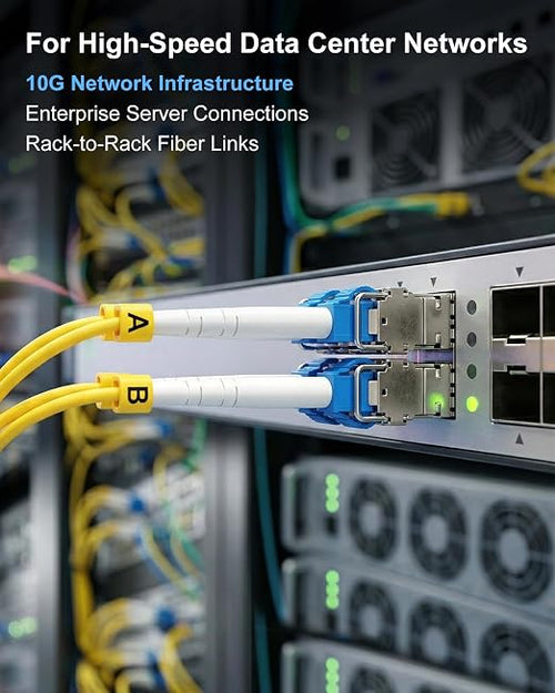 0.5M LC to LC Single Mode Fiber Patch Cable, 5 Pack OS2 9/125µm Duplex SMF - Image 2