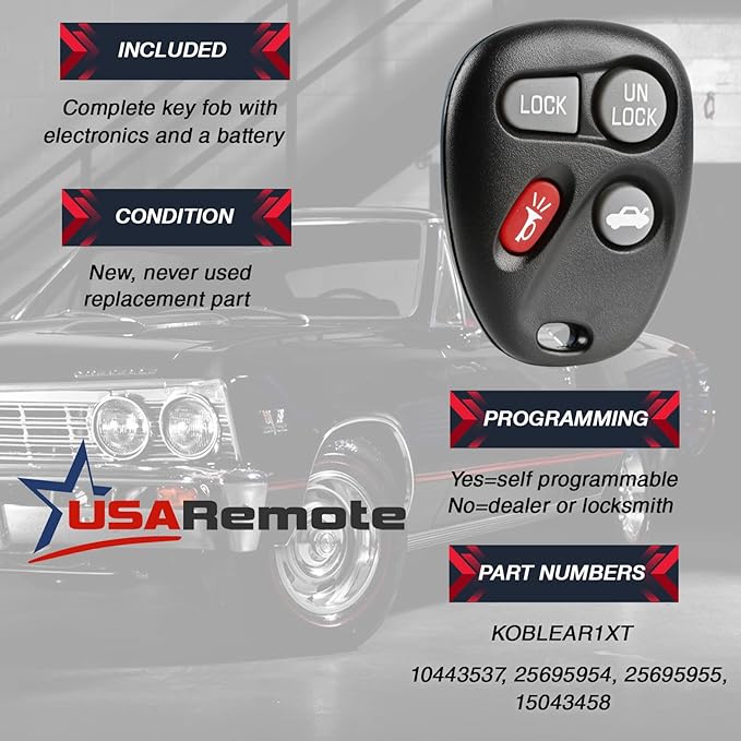Car Key Fob Keyless Entry Remote fits Buick Lesabre Park Avenue/Chevy Impala - Image 3