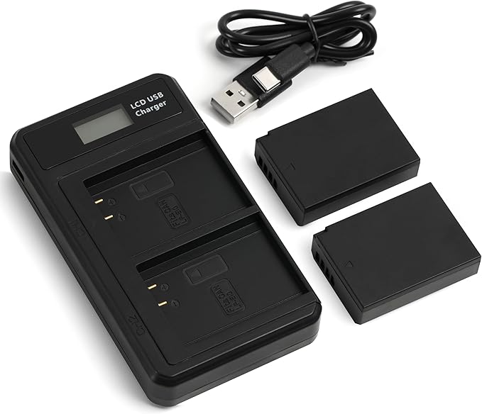 LP-E10 Battery 2-Pack with USB-C Dual Charger, 1500mAh Replacement Batteries by HIWELD