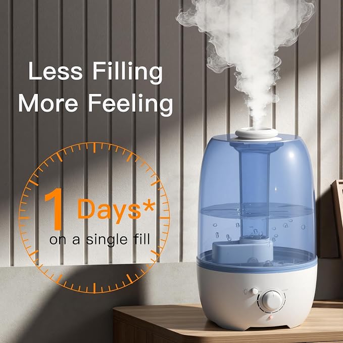 MEGAWISE Humidifier for Kid bedroom with 3.2L Large Capacity, No leakage Design Fine Mist Output Auto Shutoff, Essential Oil Safe Tank (Blue) - Image 2