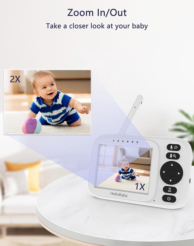 HelloBaby Baby Monitor with Camera and Audio, 3.2'' No WiFi Baby Monitor - Image 6
