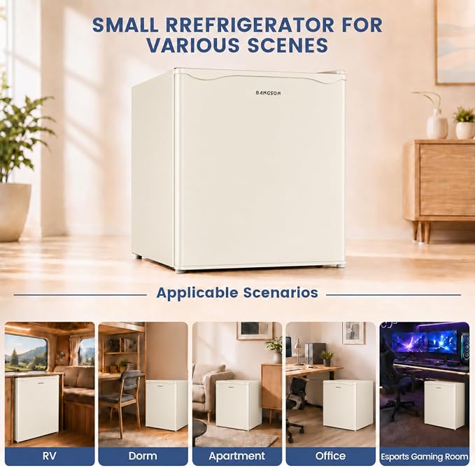 1.7 Cu.Ft Mini Fridge with Freezer,Cream White | Compact Single Door Refrigerator - Energy Saving, Low Noise - Perfect for Office, Apartment, Dorm, Bedroom - Image 7