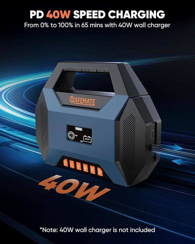 2500A Car Jump Starter with Air Compressor - 120PSI Tire Inflator, 40W Fast Charging, 48.84Wh Portable Power Bank, Voltage Tester for 8L Gas/6L Diesel Engines - Image 4