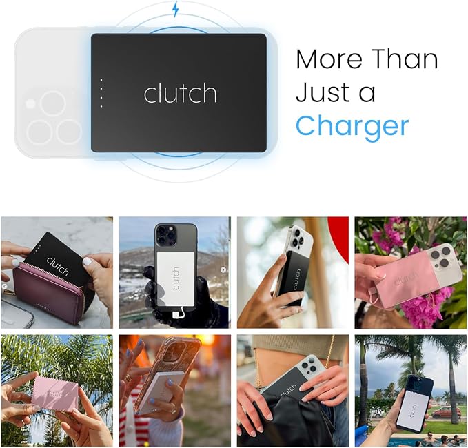 Clutch Pro – World's Thinnest iPhone Charger – Portable Power Bank 5000mAh – Magnetic Built-in Lightning Cable – TSA Approved Travel Charger – iPhone 14 & Earlier – Black - Image 7