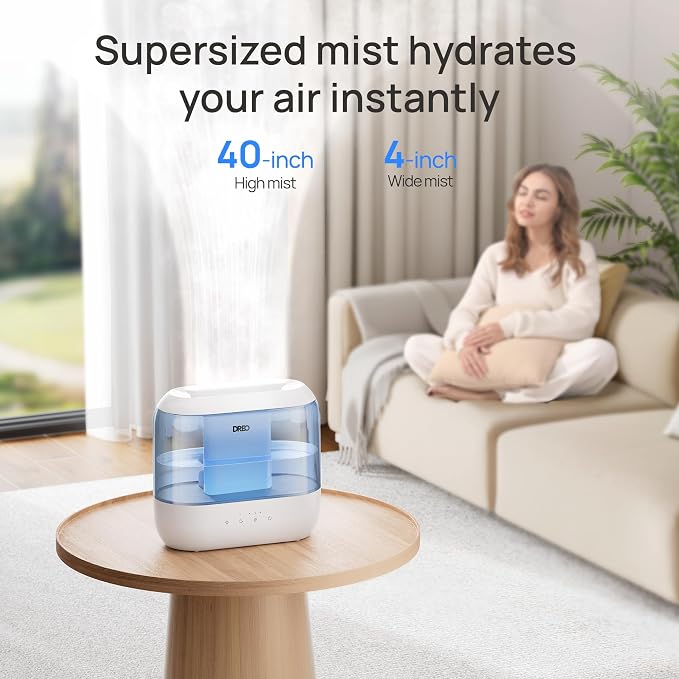 Dreo Humidifiers for Bedroom, 4L Top Fill for Large Room, 36H Runtime, 28 dB Quiet Supersized Cool Mist Air Humidifier for Baby Nursery, Plants, Indoor, Night Light, Easy to Clean & Fill, Blue - Image 3