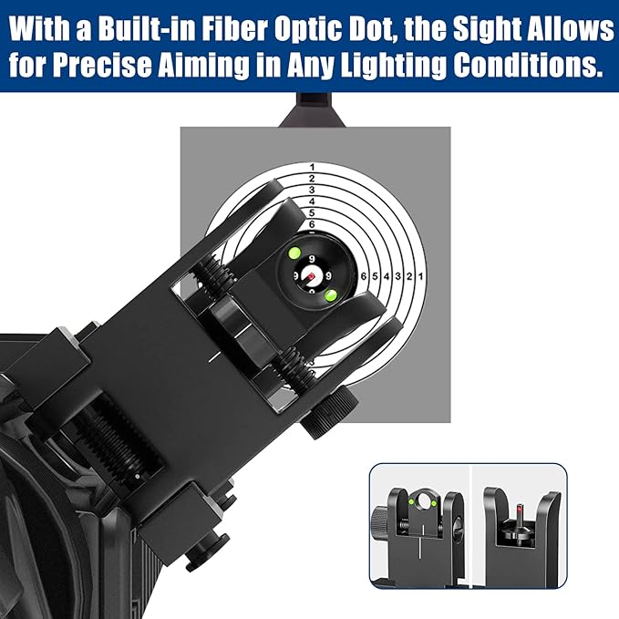 UUQ 45 Degree Offset Fiber Optic Iron Sights, Flip Up Front Rear Sites - Image 2