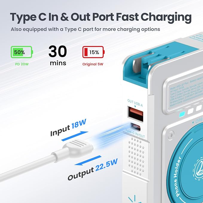 ummz for Magsafe Battery Pack 10000mAh,5-in-1 Magnetic Portable Charger with Wall Plug, Wireless Power Bank for Apple Watch,22.5W Fast Charging PowerBank for iPhone 17 Pro Max/16/15/14/13/12 Mini - Image 3