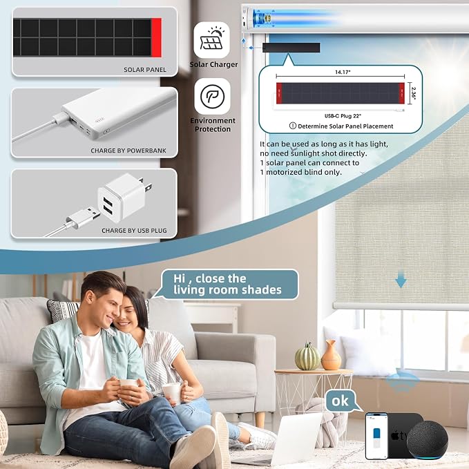 SmartWings 70% Light Filtering Motorized Roller Shades Work - Image 2