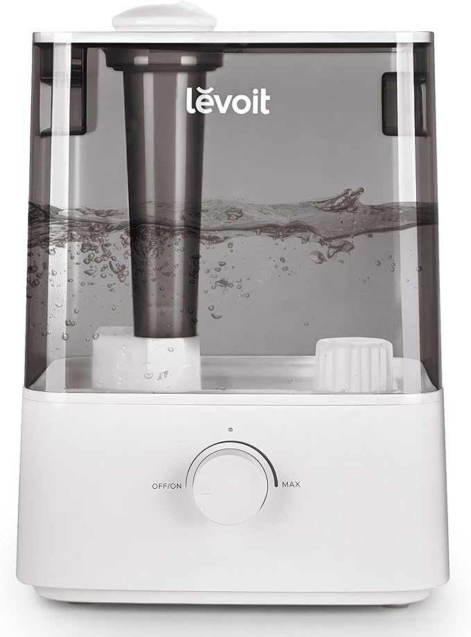 LEVOIT Classic300 Ultrasonic Top Fill Humidifier, Extra Large 6L Tank Last 60-Hour - Super Quiet, Easy to Use and Clean, 360° Rotation Nozzle, Simple Knob Control, Handle, Auto Shut Off, Gray by Levoit