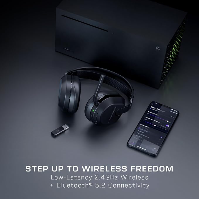 Turtle Beach Stealth 500 Wireless Multiplatform Gaming Headset for Xbox, PC | Xbox Series X|S, Xbox One, Bluetooth, 40mm Drivers, Rechargeable 40-Hr Battery, Flip-to-Mute Mic, Memory Foam Cushions, Black - Image 2