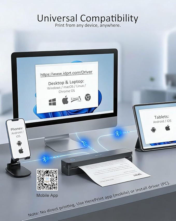 Inkless Portable Printer for Travel, Wireless Thermal Printer Supports 8.5 x - Image 4