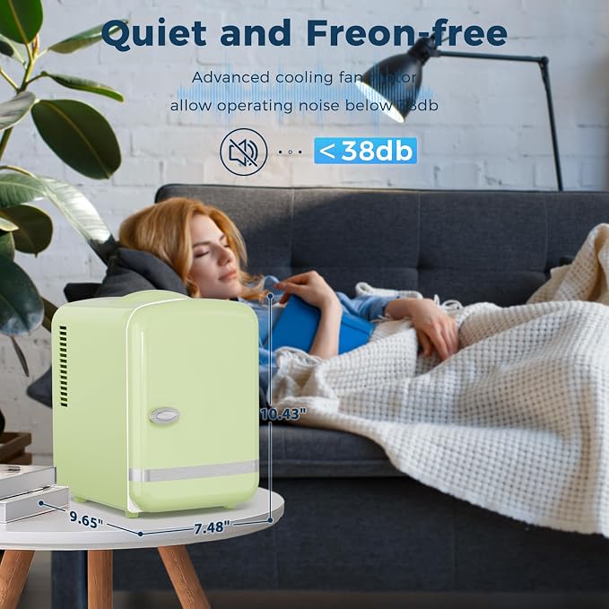 Antarctic Star 4L/6 Cans Compact Refrigerator,Portable Mini Fridge Skin Care,Cooler and Warmer for Bedroom,Car,Office & Dorm, Small Cooler for Cosmetics/Beverage/Food,GREEN - Image 6