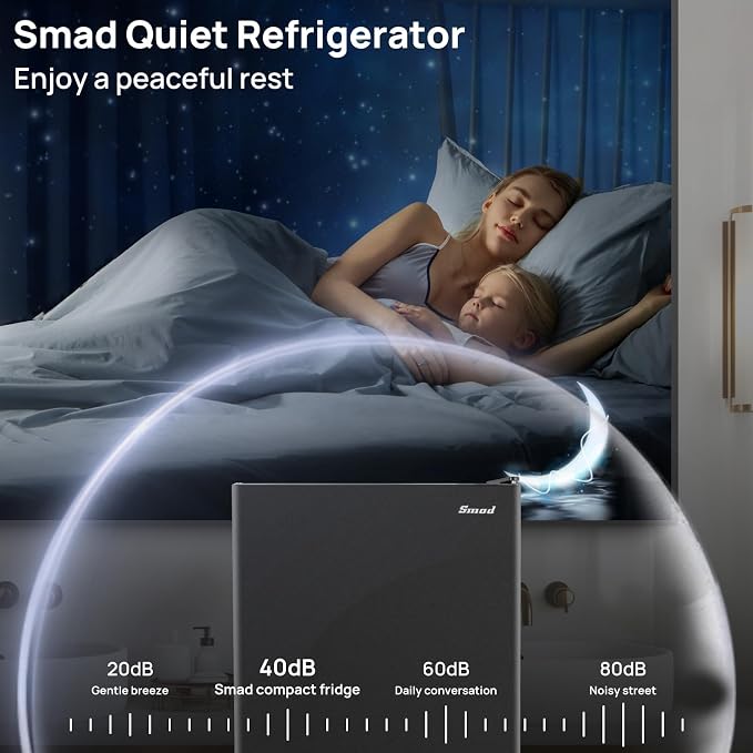 Smad Dorm Fridge 3.2 cu.ft Mini Fridge No Freezer, Compact Small Refrigerator for Office, Dorm, Apartment, Adjustable Thermostat, Single Reversible Door, Quiet & Energy Saving - Image 4