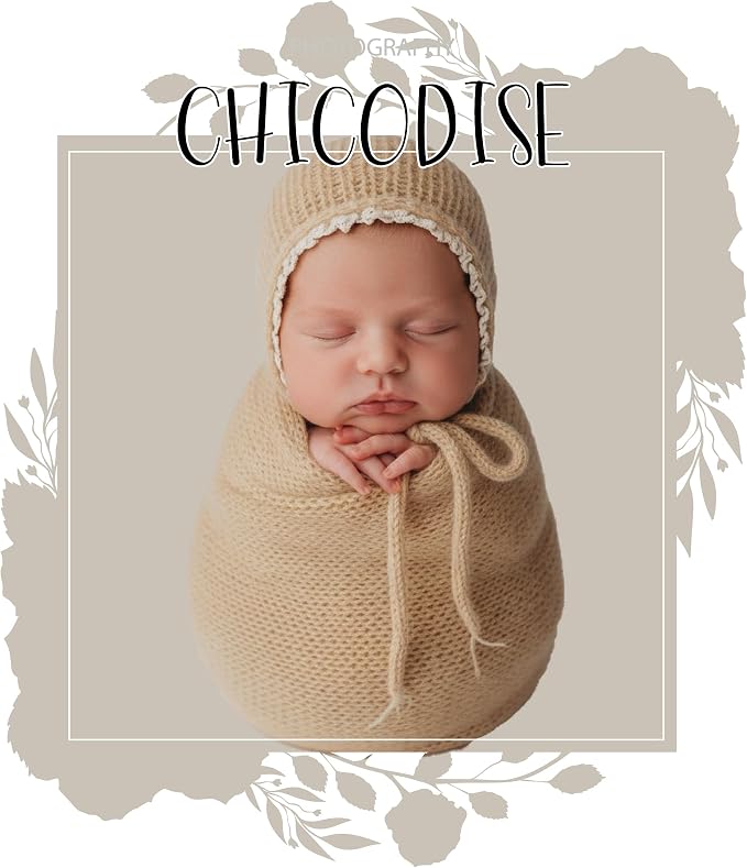 Newborn Photography Props Wraps & Ruffle Edge Bonnet - Image 2