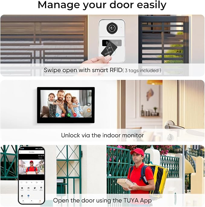 2 Wired Video Doorbell video Intercom System 1-Camera and 2-Monitor, 7 Inch - Image 5