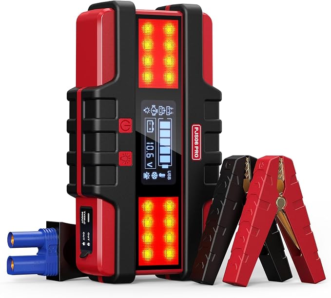 PJS06 Pro 4000A Car Jump Starter - Portable Power Bank with 40W Fast Charge, 10L Gas/9L Diesel Engine Starter, 3S Quick Start, Voltage Detector, LED Light, 10 Protections by SAFEMATE